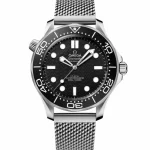 ساعت اومگا سی مستر حصیری Seamaster Diver 300M Steel Watch صفحه مشکی
