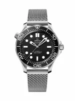 ساعت اومگا سی مستر حصیری Seamaster Diver 300M Steel Watch صفحه مشکی
